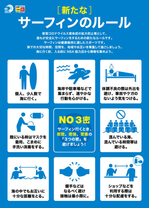 緊急事態宣言の解除を受けて サーフィンの新たなルール